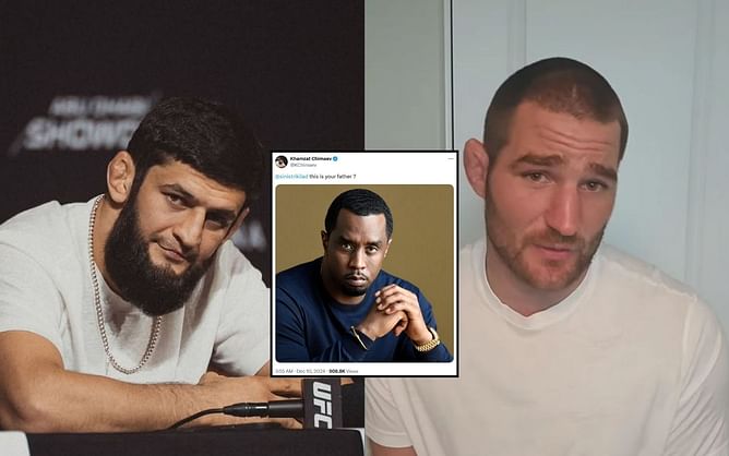 Khamzat Chimaev takes aim at Sean Strickland with a photo of P Diddy: "This is your father?"