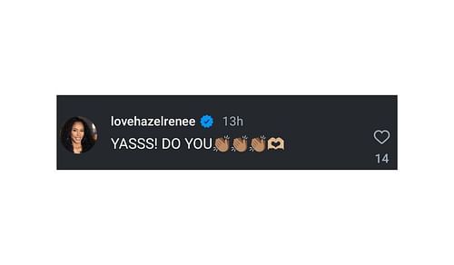 Hazel Renee comments on Tina Knowles' IG post