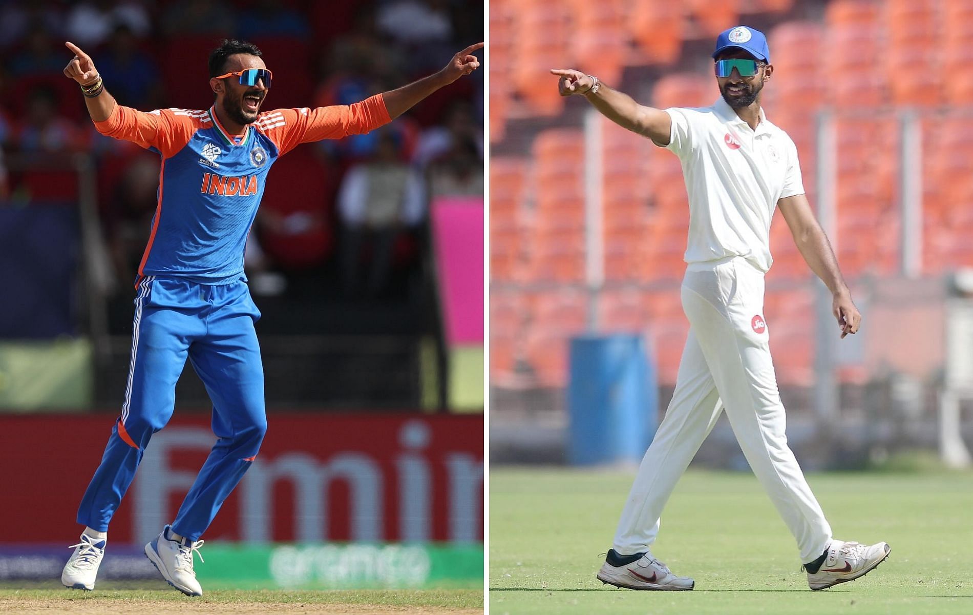 Axar Patel (left) and Chintan Gaja. (Pics: Instagram/chintangaja07/akshar.patel).