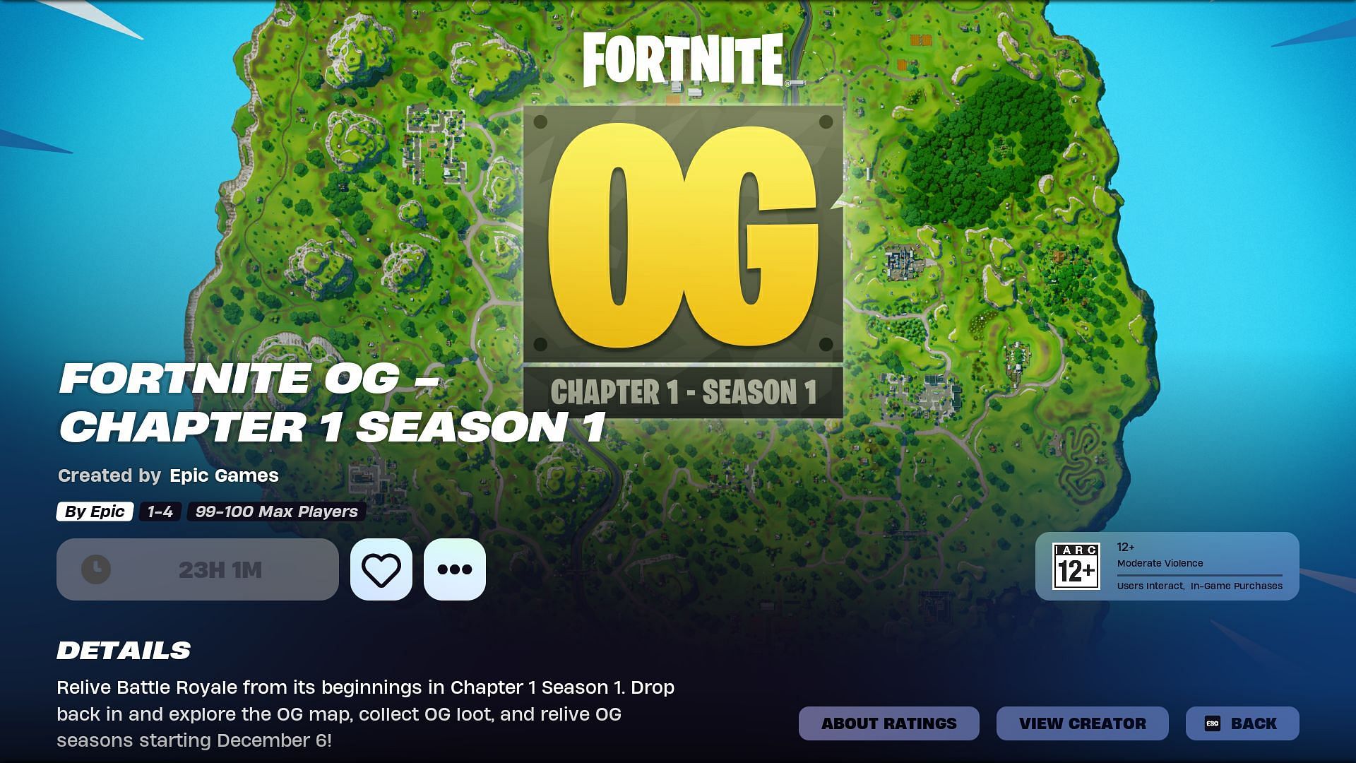 OG mode will go live at 9 AM Eastern Time (Image via Epic Games)