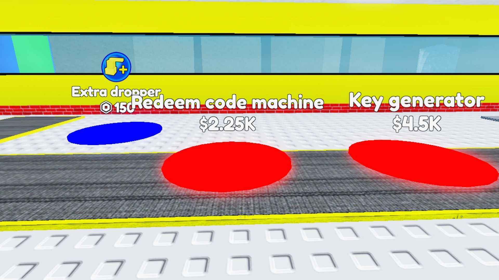 Keep upgrading the ground floor to unlock the Redeem code machine button in Infinite Tower Tycoon (Image via Roblox)