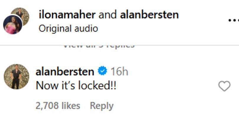 Alan Bersten reacts to Ilona Maher&#039;s Instagram post.