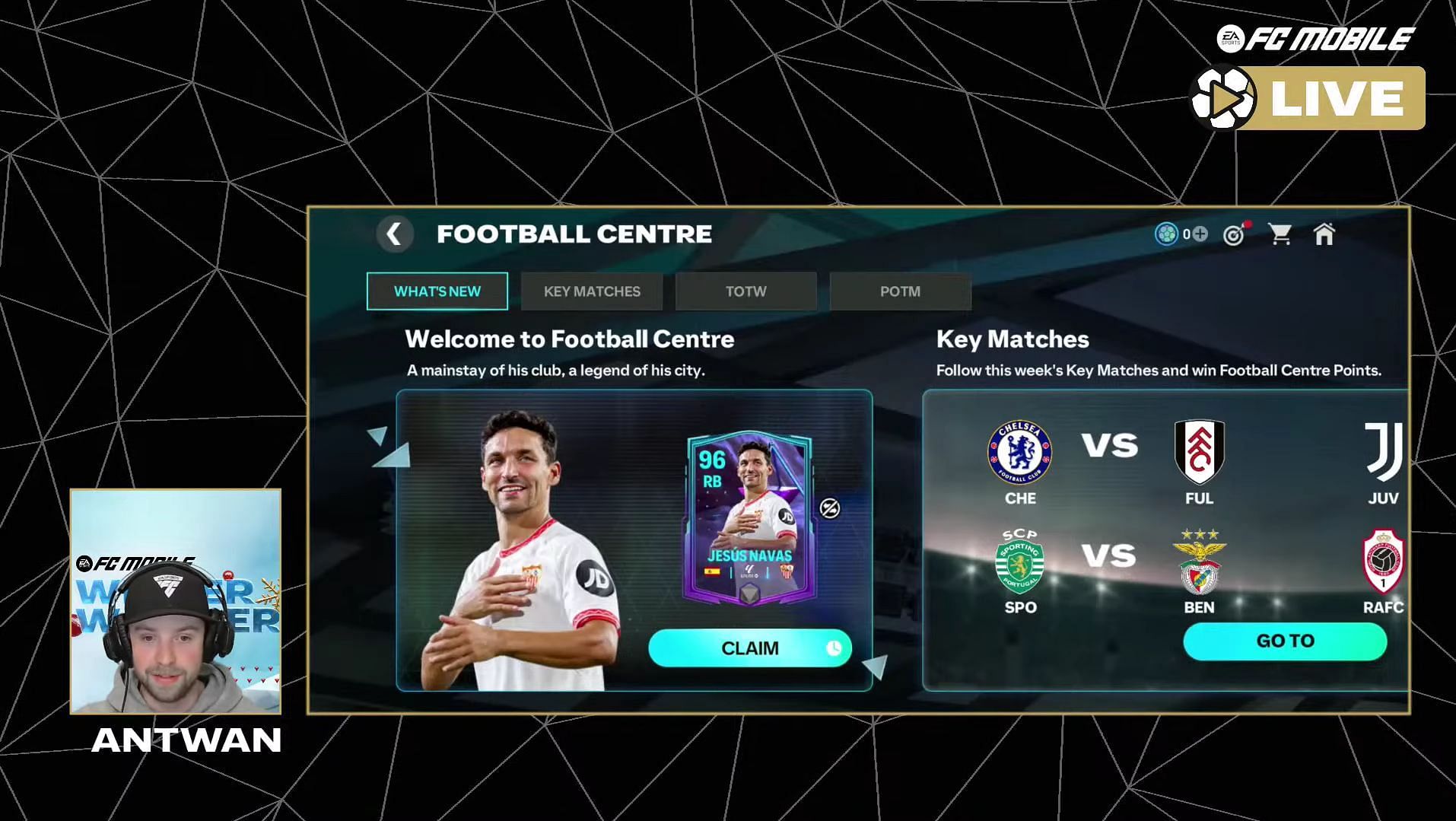 EA FC Mobile pays tribute to Jesus Navas by providing a free 96-OVR RB card to all players. (Image via EA Sports)