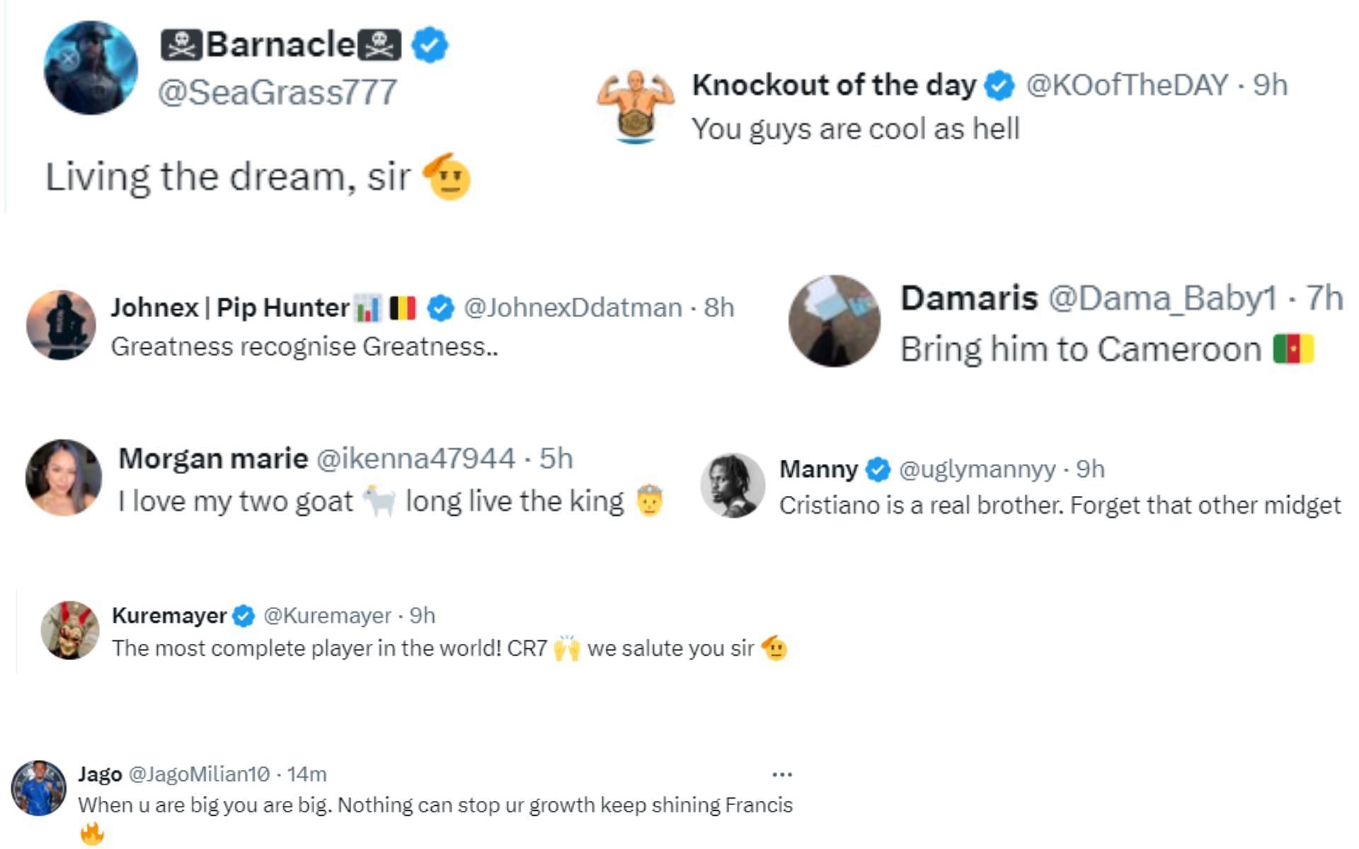 Fan reactions [Screenshots courtesy: @francis_ngannou on X]