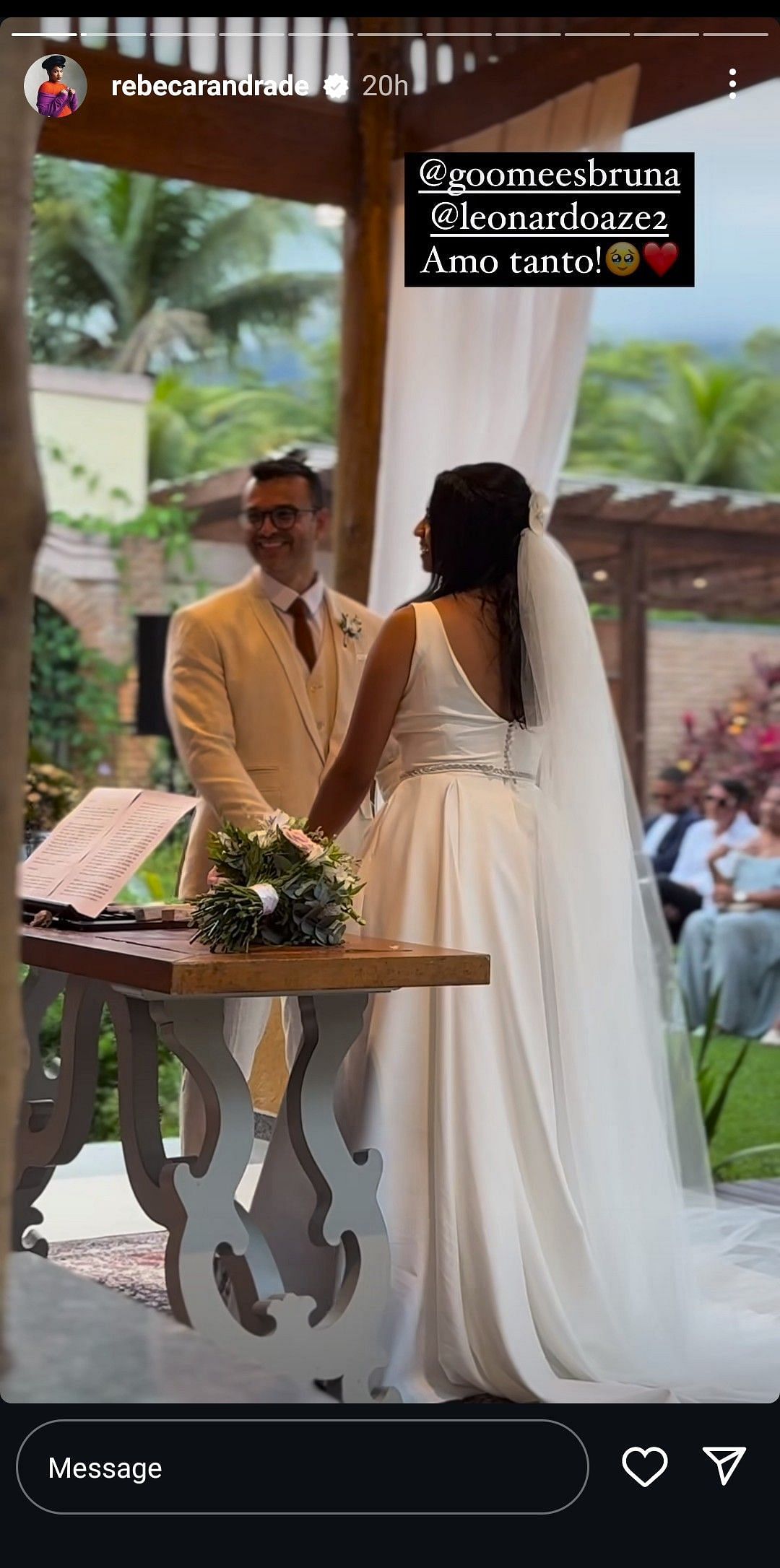 Glimpses of the wedding ceremony shared by Andrade on her stories (Image via: Andrade Instagram)