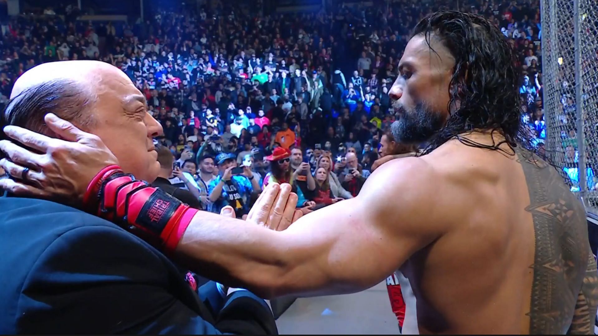Paul Heyman with Roman Reigns (Image via SonyLIV.com)