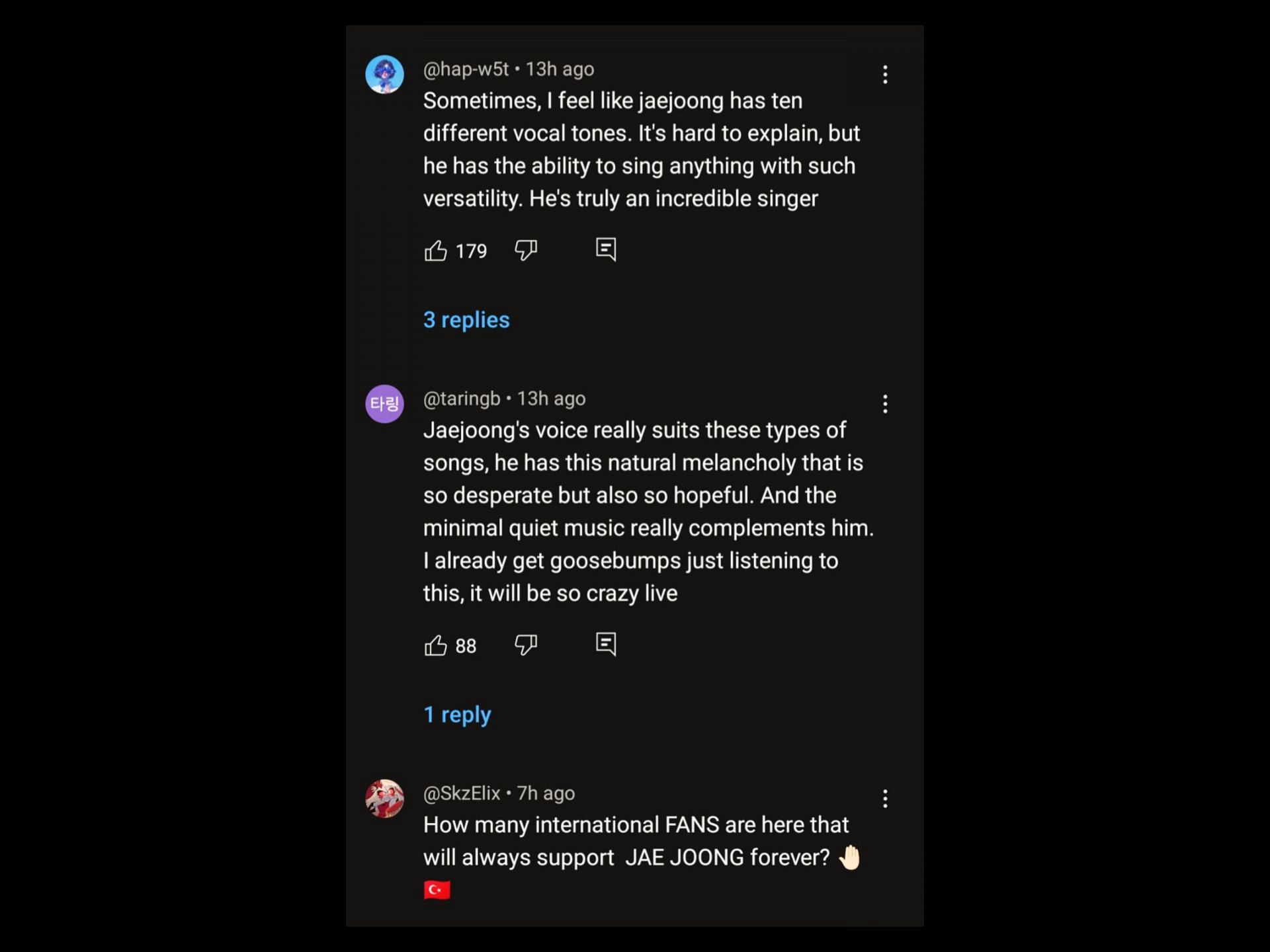 Fans left positive comments under Hoper MV (Image via @kimjaejoong/YouTube)