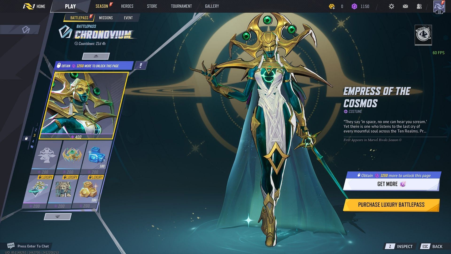 Hela Empress of the Cosmos skin in Marvel Rivals (Image via NetEase Games)