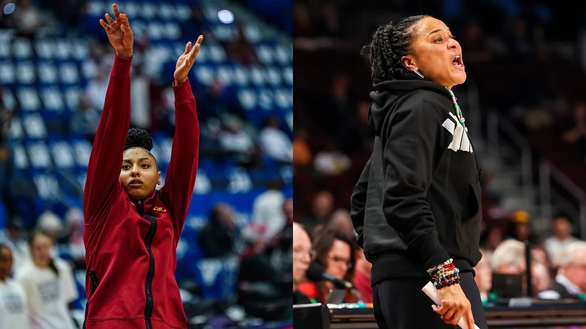 JuJu Watkins and Dawn Staley