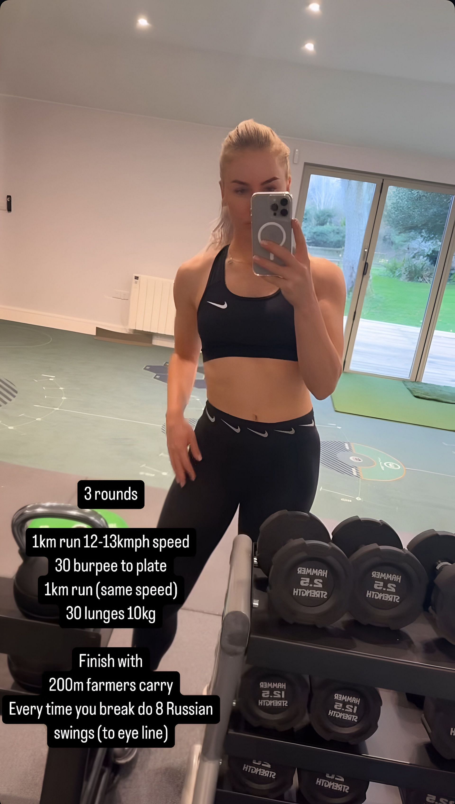 Charley Hull shares her gym workout routine on Instagram. Image via Instagram @charley.hull