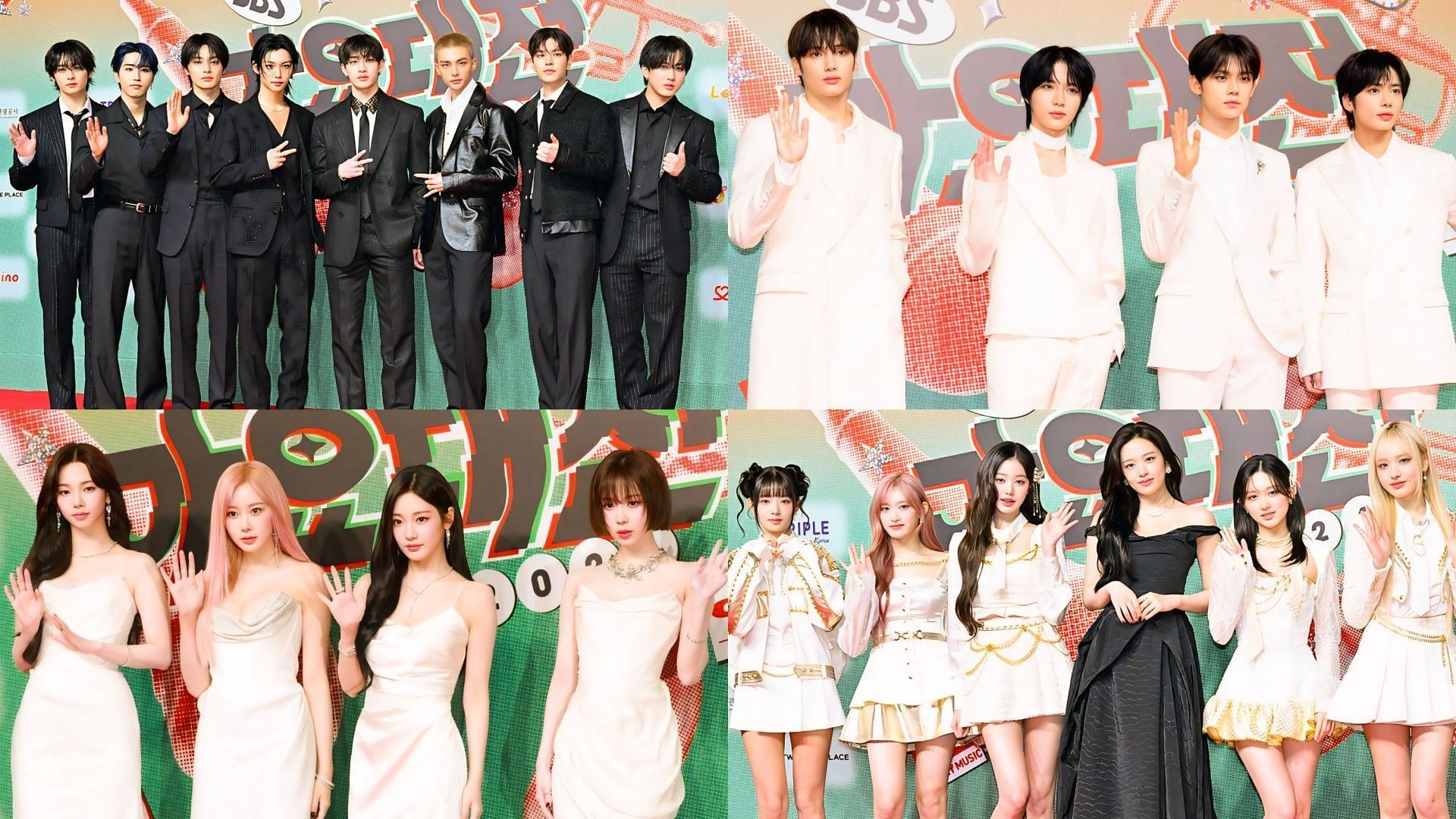 TXT, Stray Kids, aespa and IVE at the red carpet of SBS Gayo Daejeon 2024 (Images via SBS)