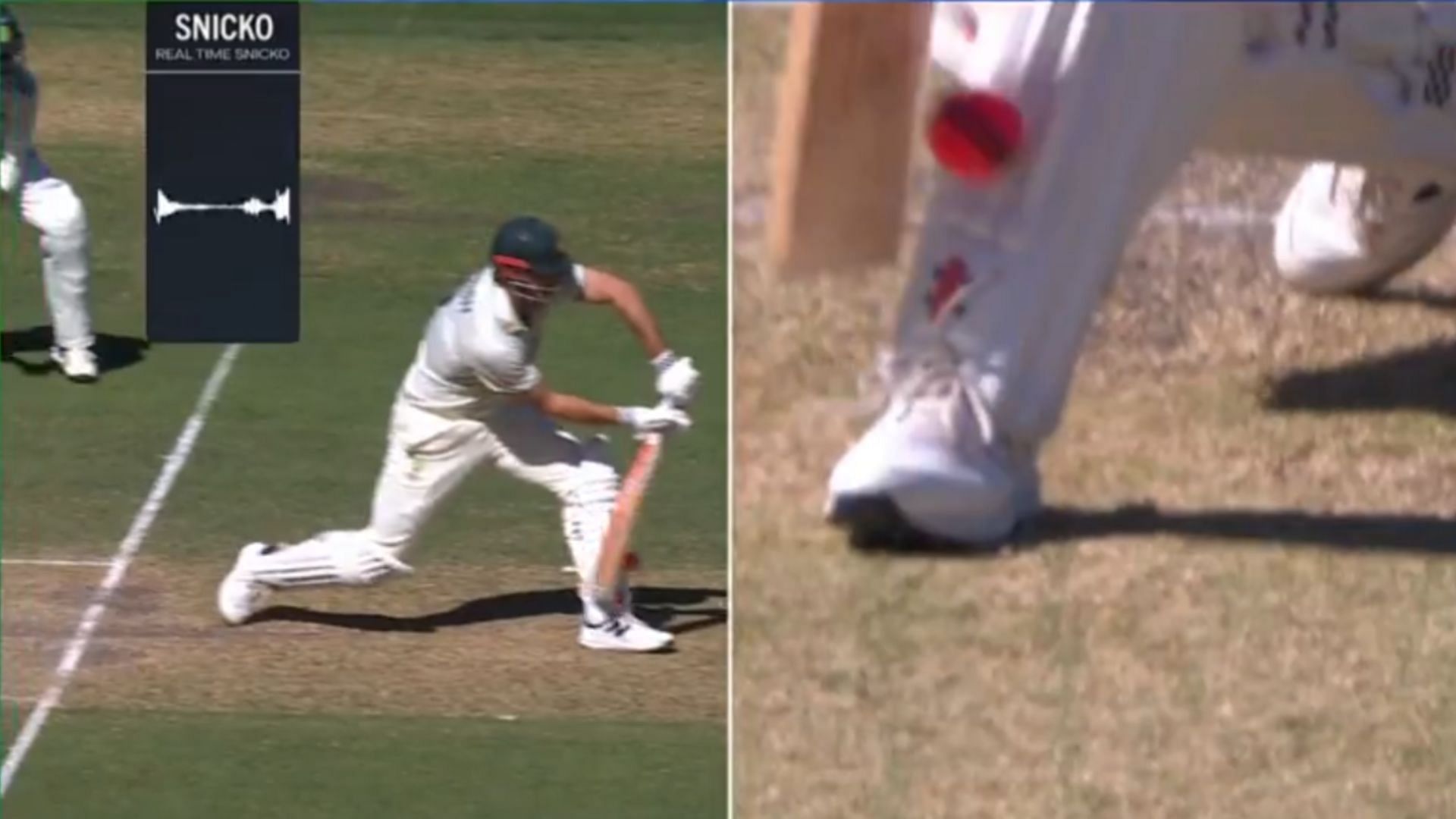 The ball made contact with Mitchell Marsh