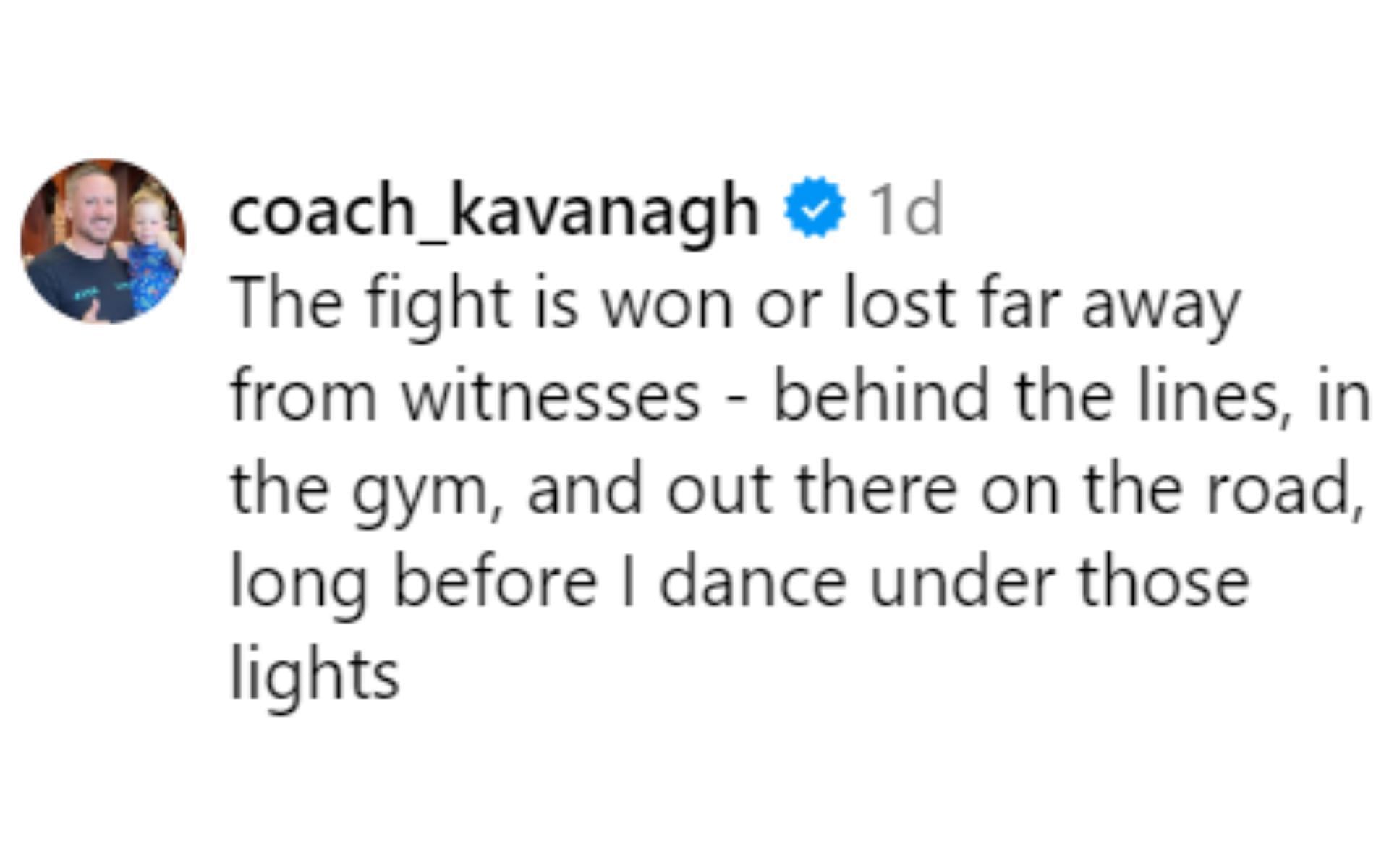 John Kavanagh&#039;s response