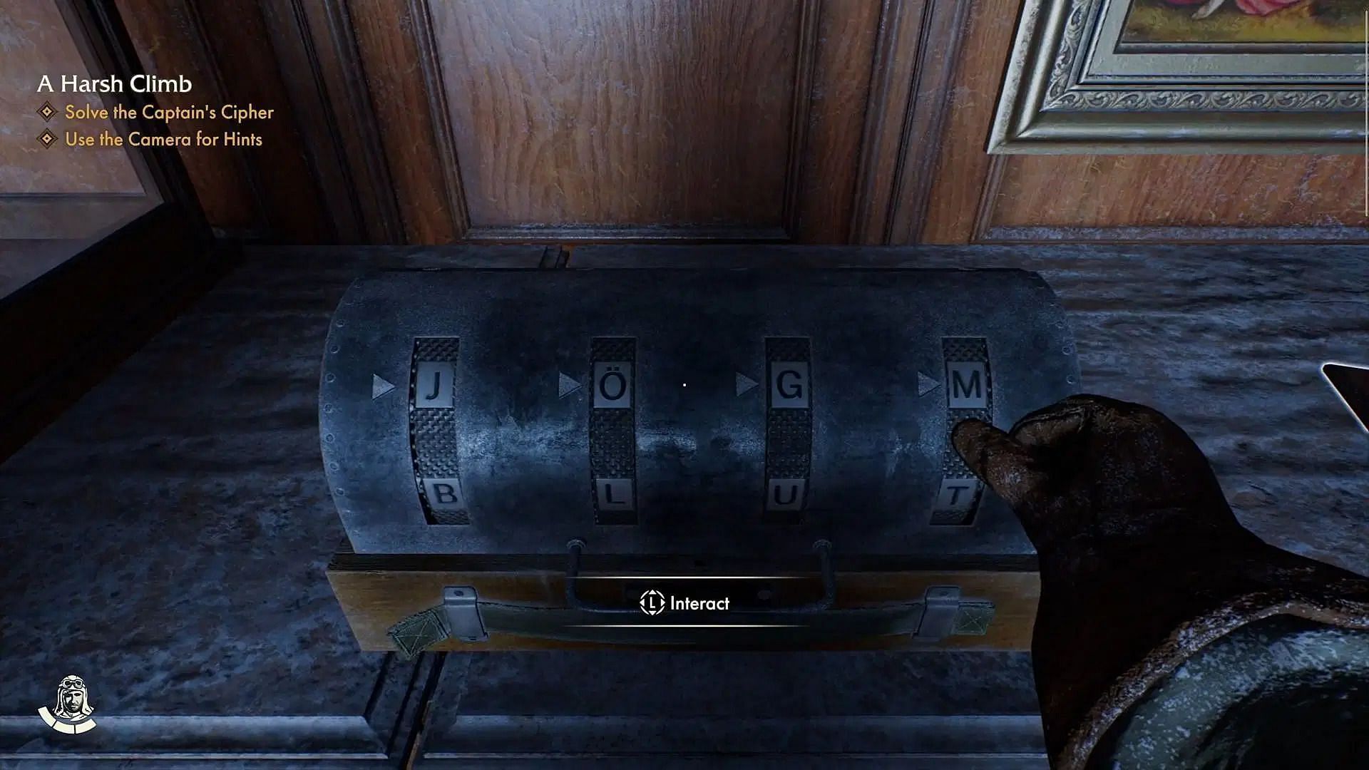 Once the letters &quot;J&Ouml;GM&quot; are in a line, notice the letters &quot;BLUT&quot; underneath them (Image via Bethesda)