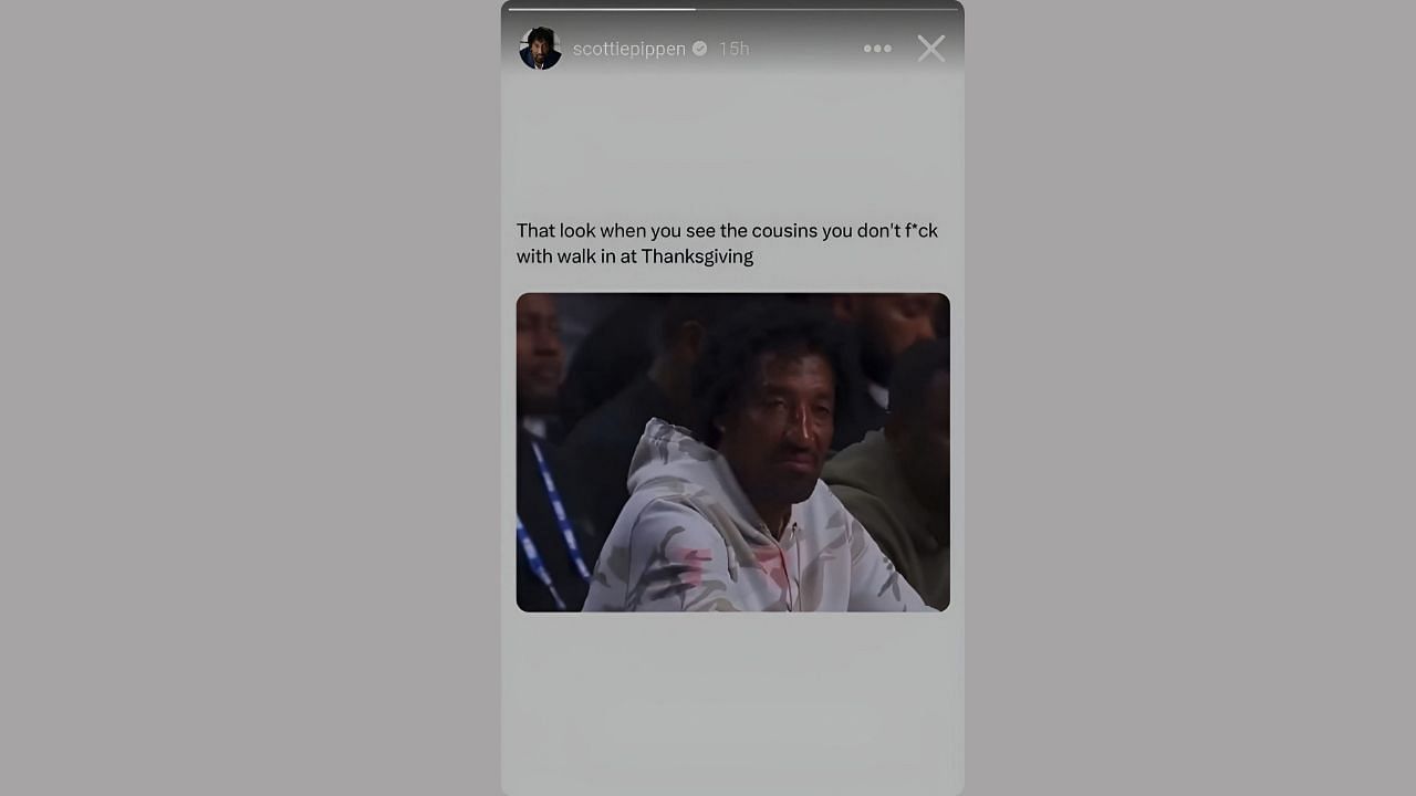 Scottie Pippen shares his own meme on his IG story. (Credits: @scottiepippen/Instagram)