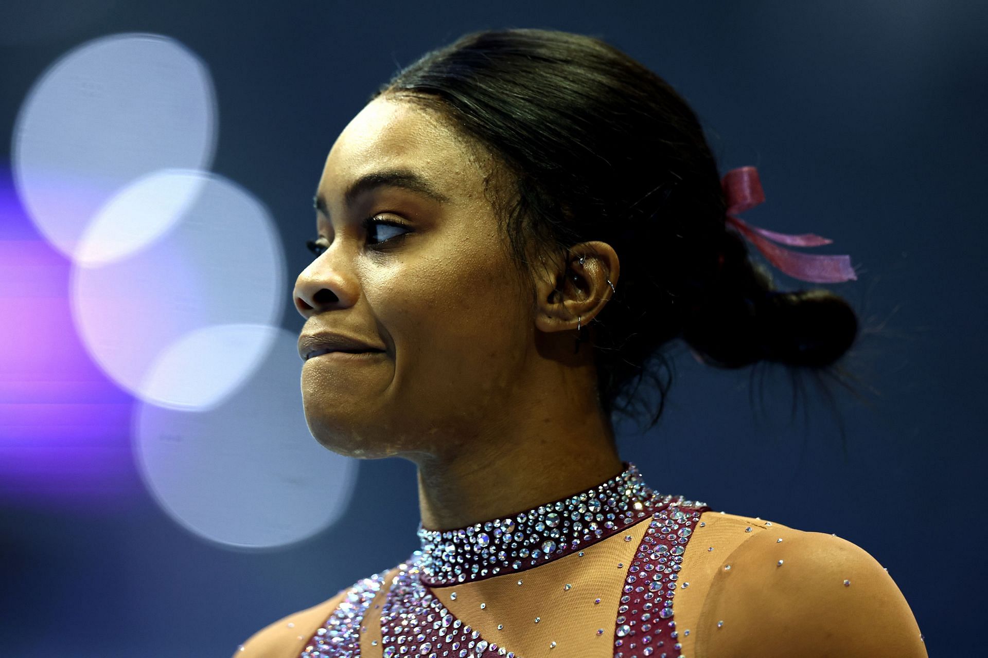 Gabby Douglas at the 2024 Core Hydration Classic at XL Center in Hartford, Connecticut. (Image Source: Getty)