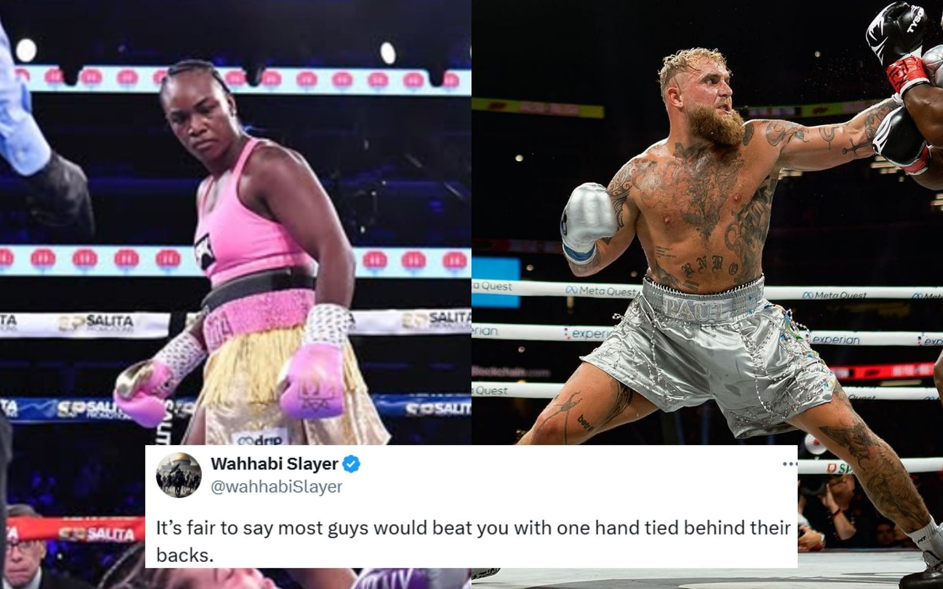 Claressa Shields (left) made a bold claim about fighting Jake Paul (right). [Images courtesy: @claressashields and @jakepaul on Instagram]