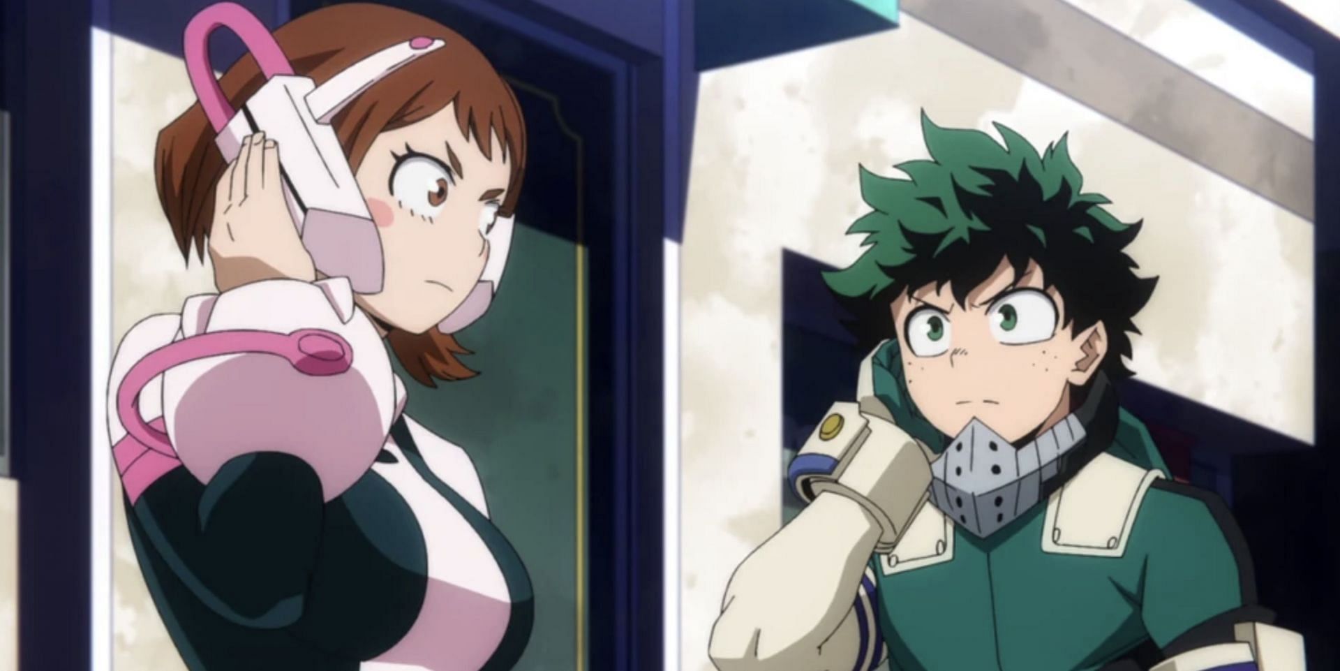 Ochaco and Deku as seen in anime (Image via Studio Bones)