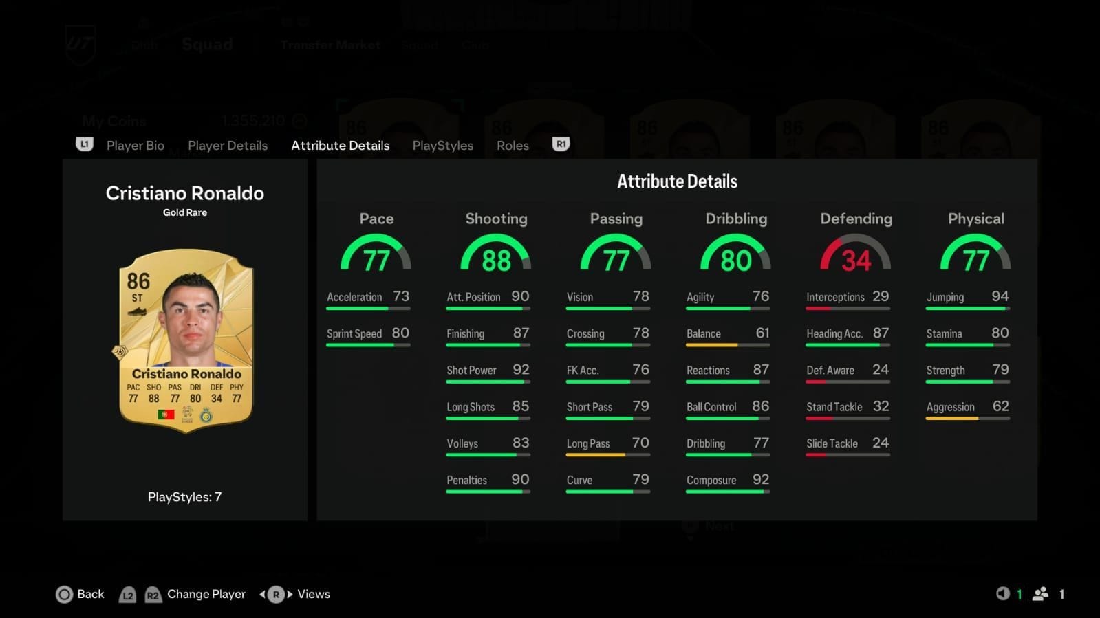 Player Comparison EA FC 25 vs UFL: Cristiano Ronaldo player rating and stats comparison