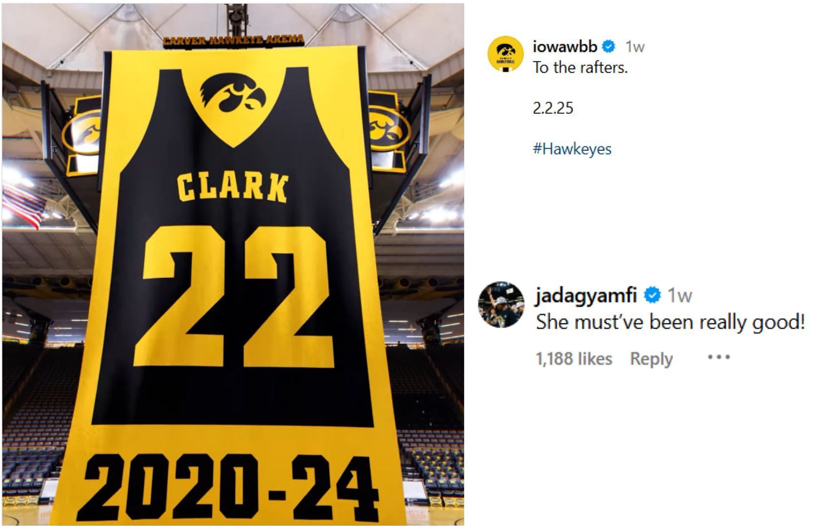 Iowa&#039;s update and Jada Gyamfi&#039;s comment on Clark&#039;s jersey retirement news