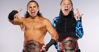 AEW title and a TNA championship spotted together after the Hardy Boyz reunite with popular stars