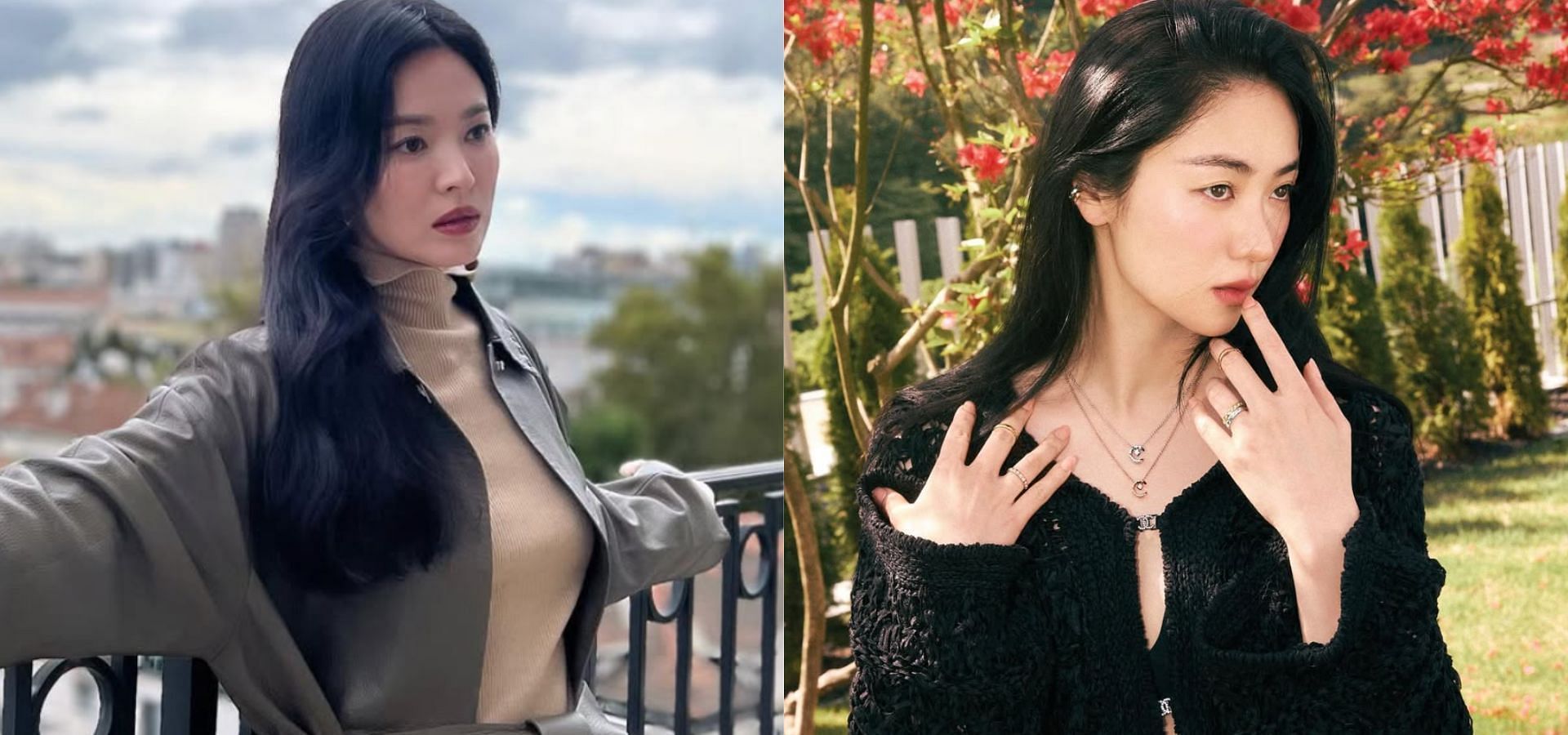 Song Hye-kyo&rsquo;s look &amp; her interaction with Jeon Yeo-been at Dark Nuns press conference goes viral online. (Images via Instagram/@kyo1122 and @jeon.yeobeen)