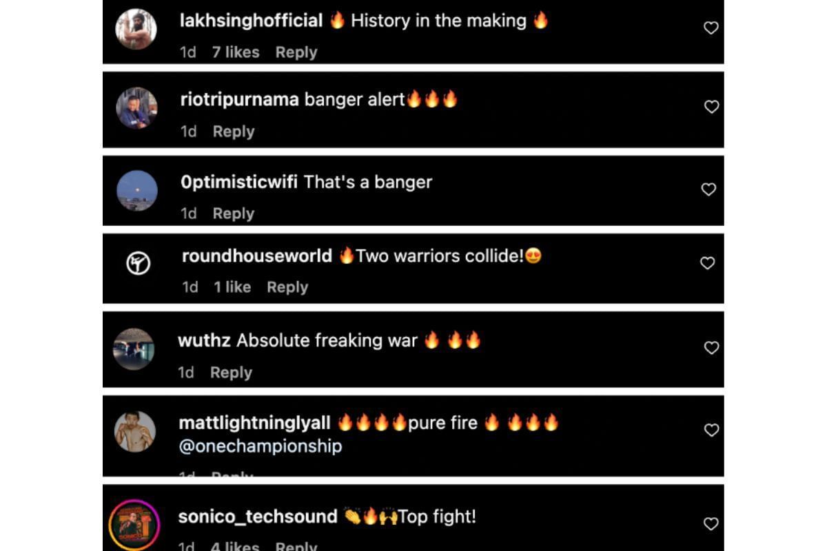 Screenshot of fans&#039; comments