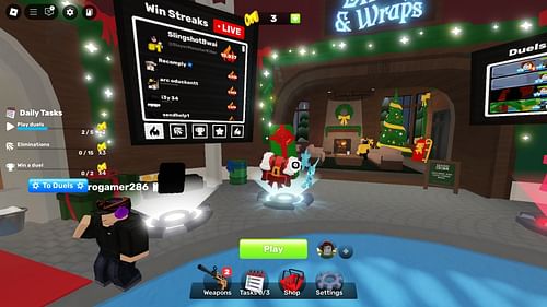 The Festive Event kiosk (Image via Roblox)