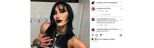 Screenshot of Liv Morgan's comment to Rhea Ripley (Photo Credit: Rhea Ripley on Instagram)