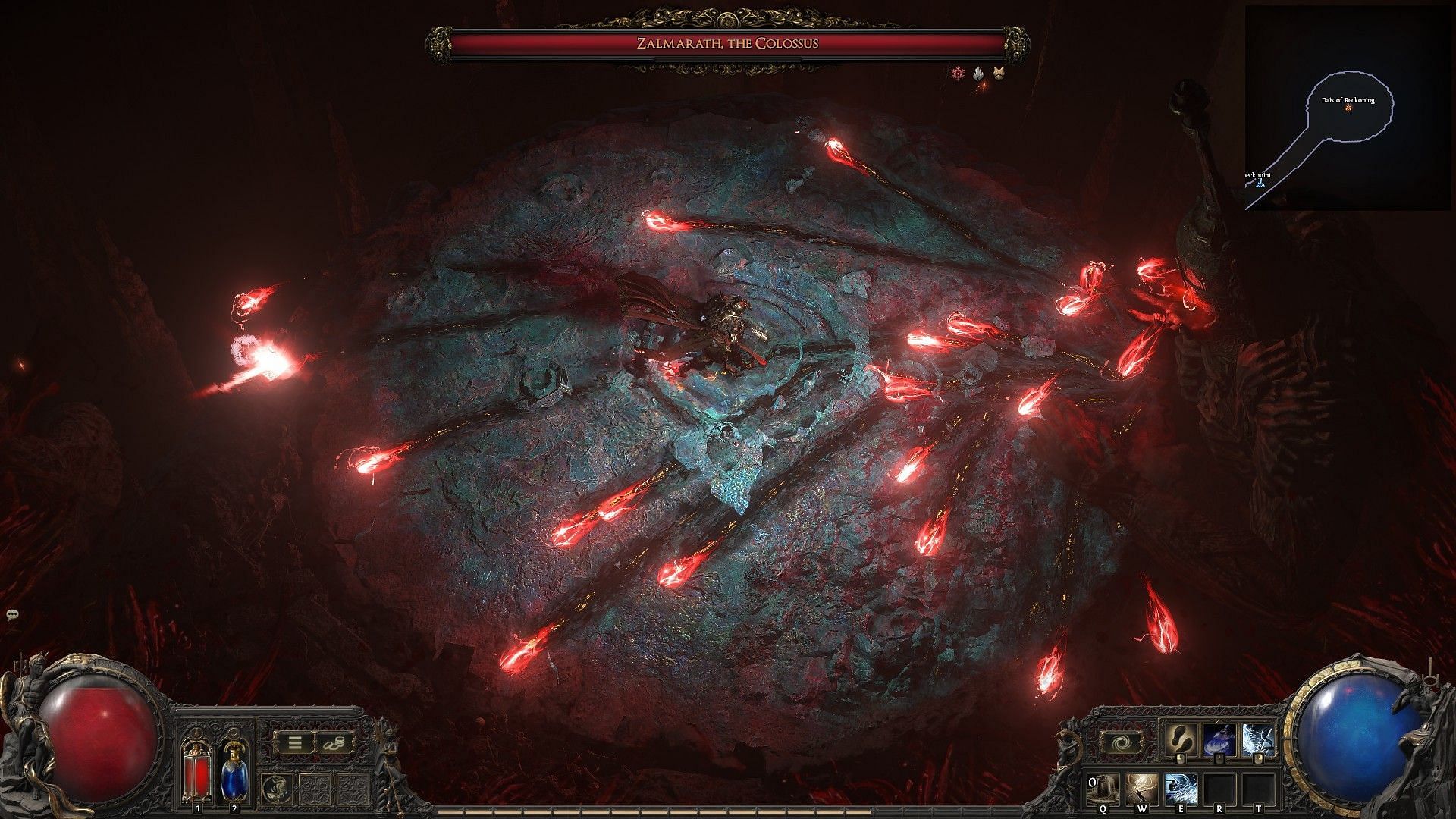 Bolts from the boss in Path of Exile 2 (Image via GGG)