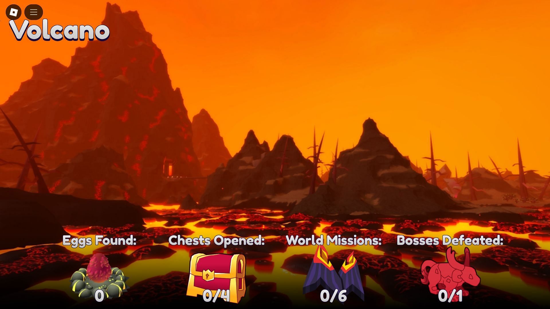 Progression tracker for the Volcano world (Image via Roblox)