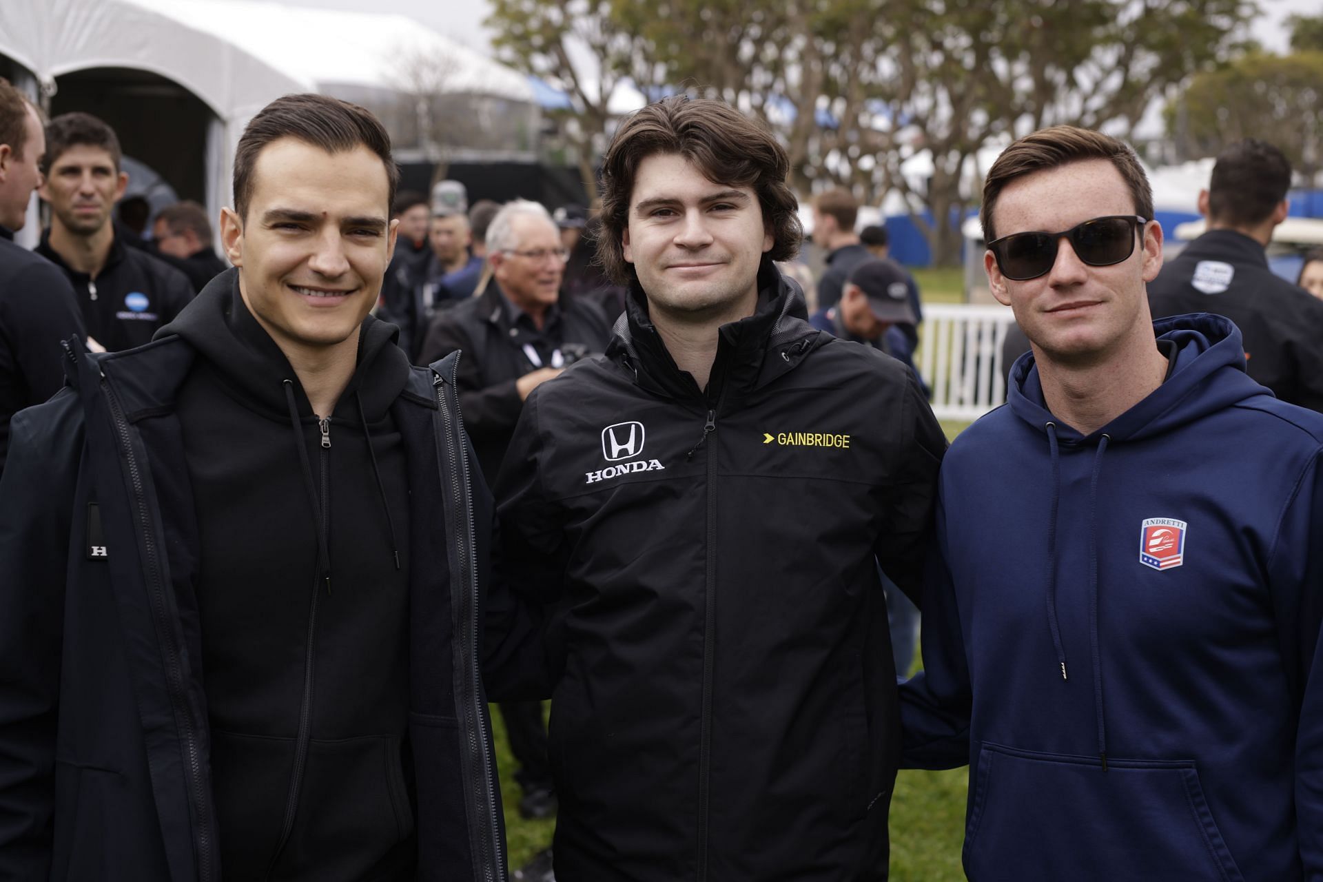 Alex Palou with Colton Herta and Kyle Kirkwood at the 2023 Grand Prix of Long Beach (Source: Getty)