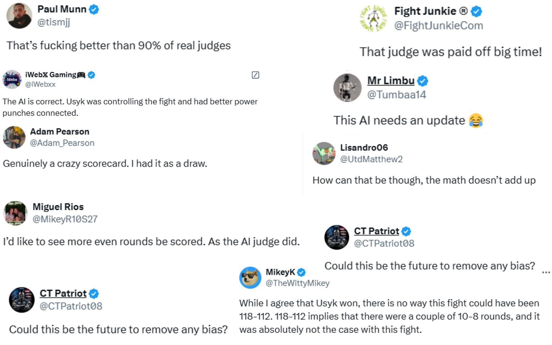 Boxing fans react to the Usyk vs. Fury 2 AI judge scorecard