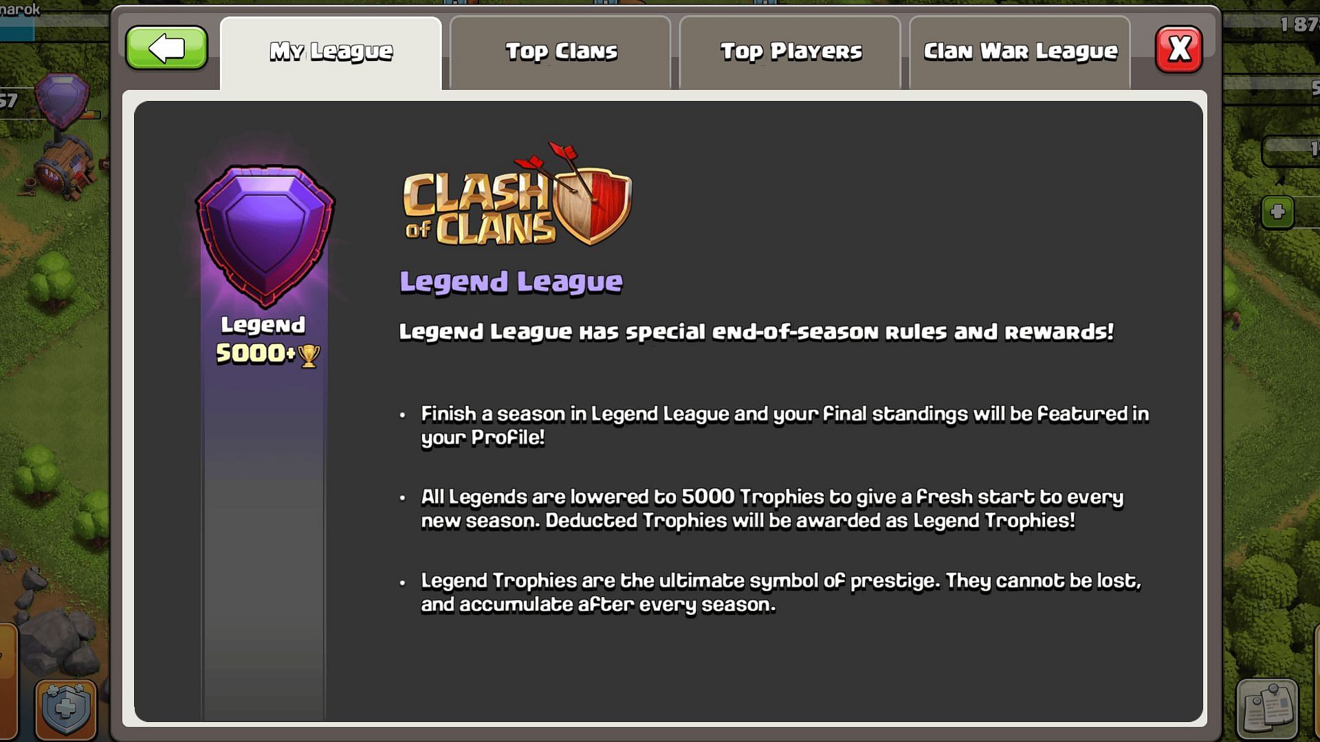 Basic information about the Legend League (Image via Supercell)