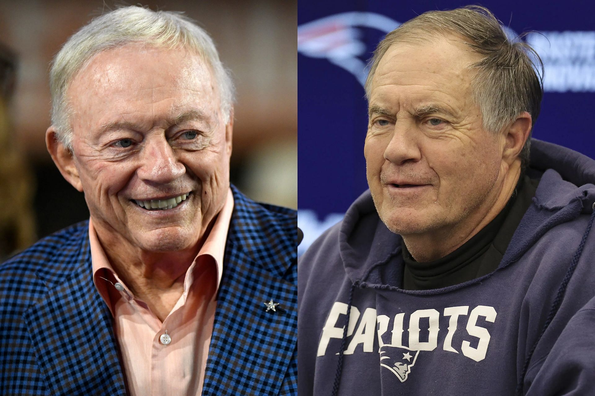 Jerry Jones - L and Bill Belichick - R (Collage Images Credit: IMAGN)