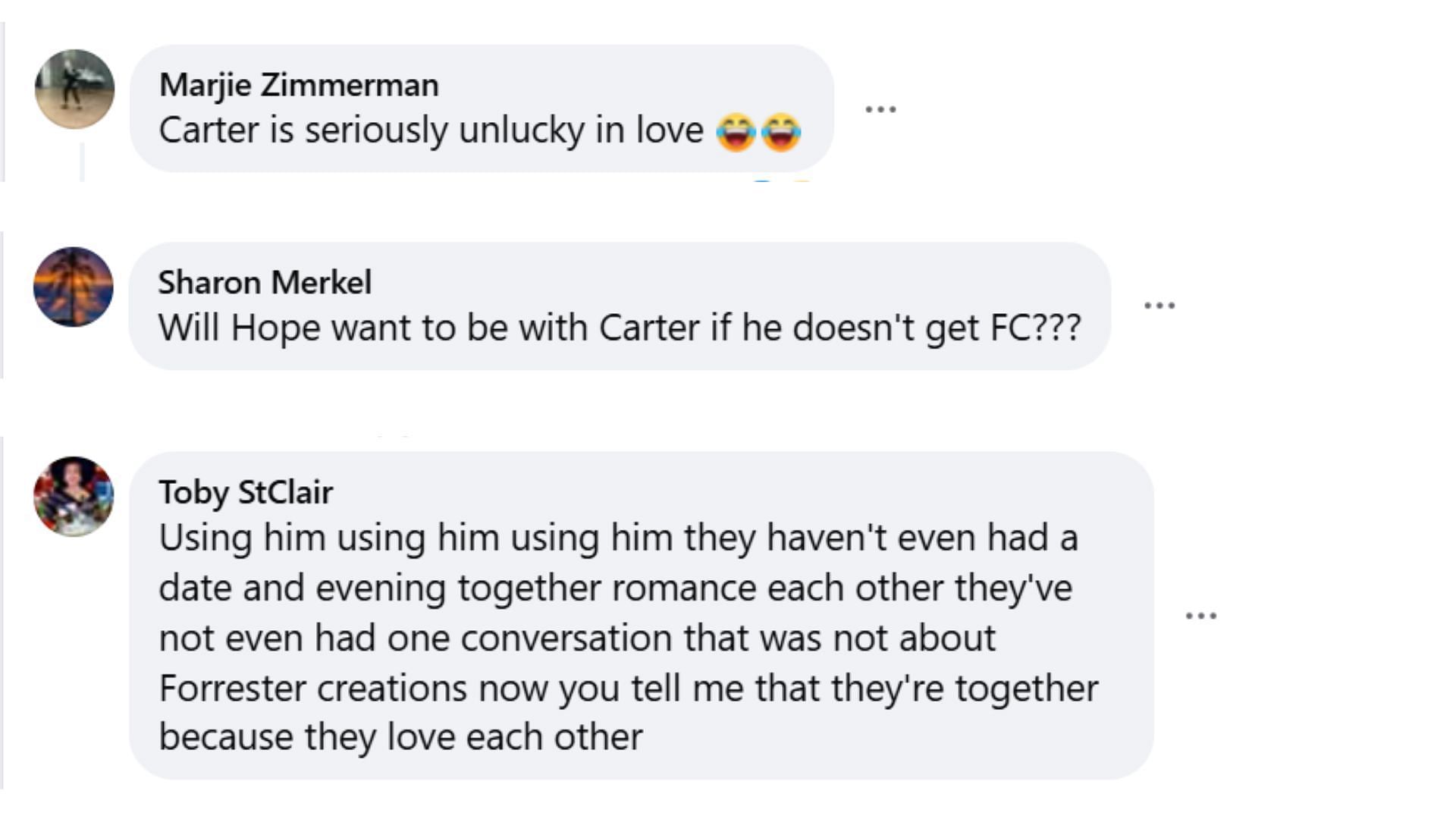 Fans doubt if Carter&#039;s love will pay (Image via Facebook/The Bold and the Beautiful)