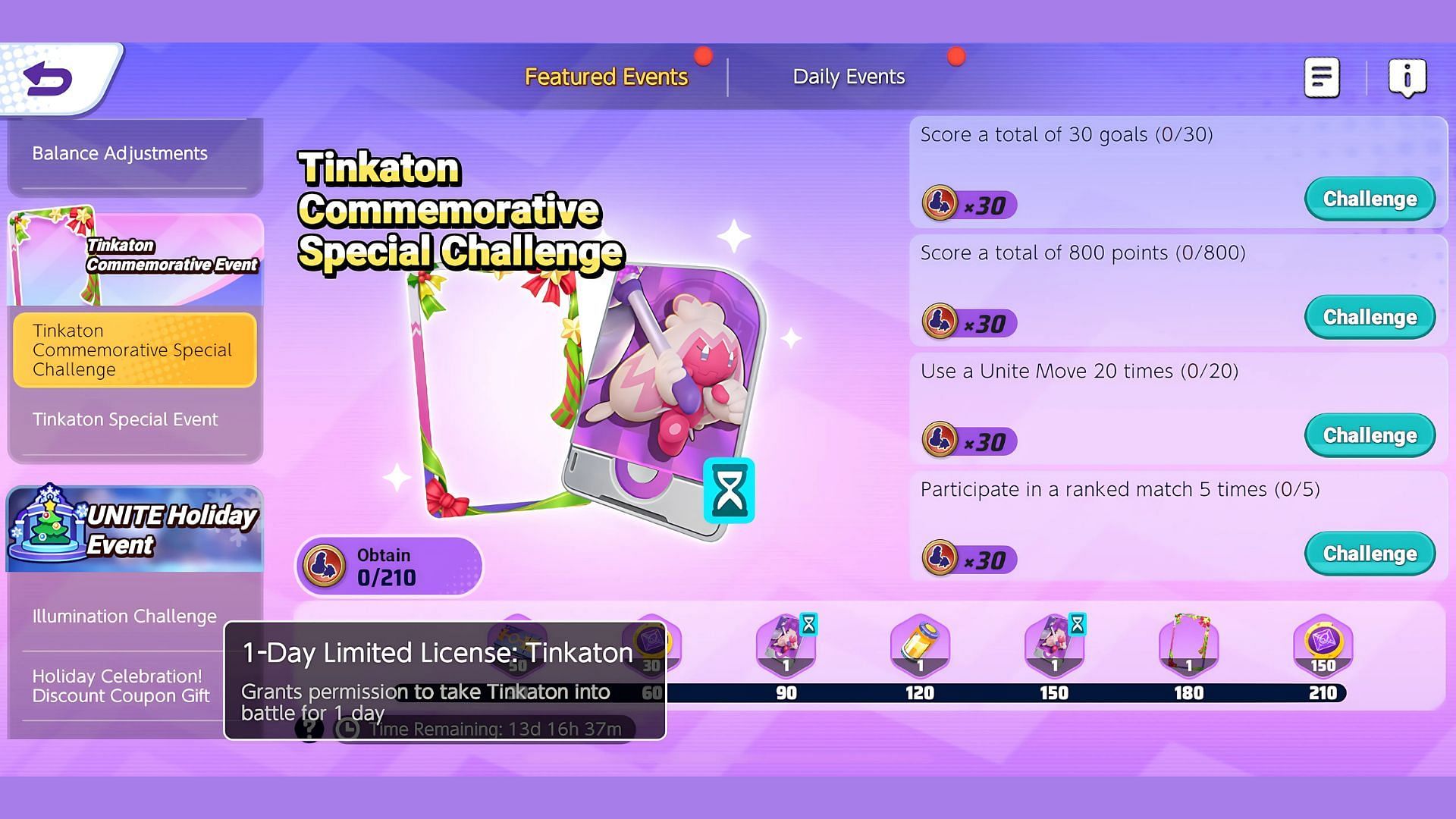 Tinkaton Commemorative Special Challenge screen (Image via The Pokemon Company)