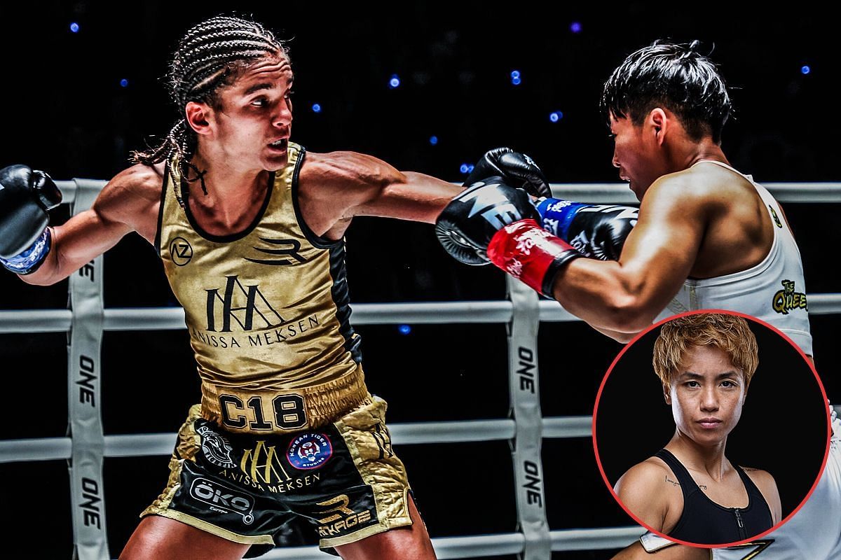 Kana (bottom) says a win over Anissa Meksen (left) warrants her a title shot | Photo by ONE Championship