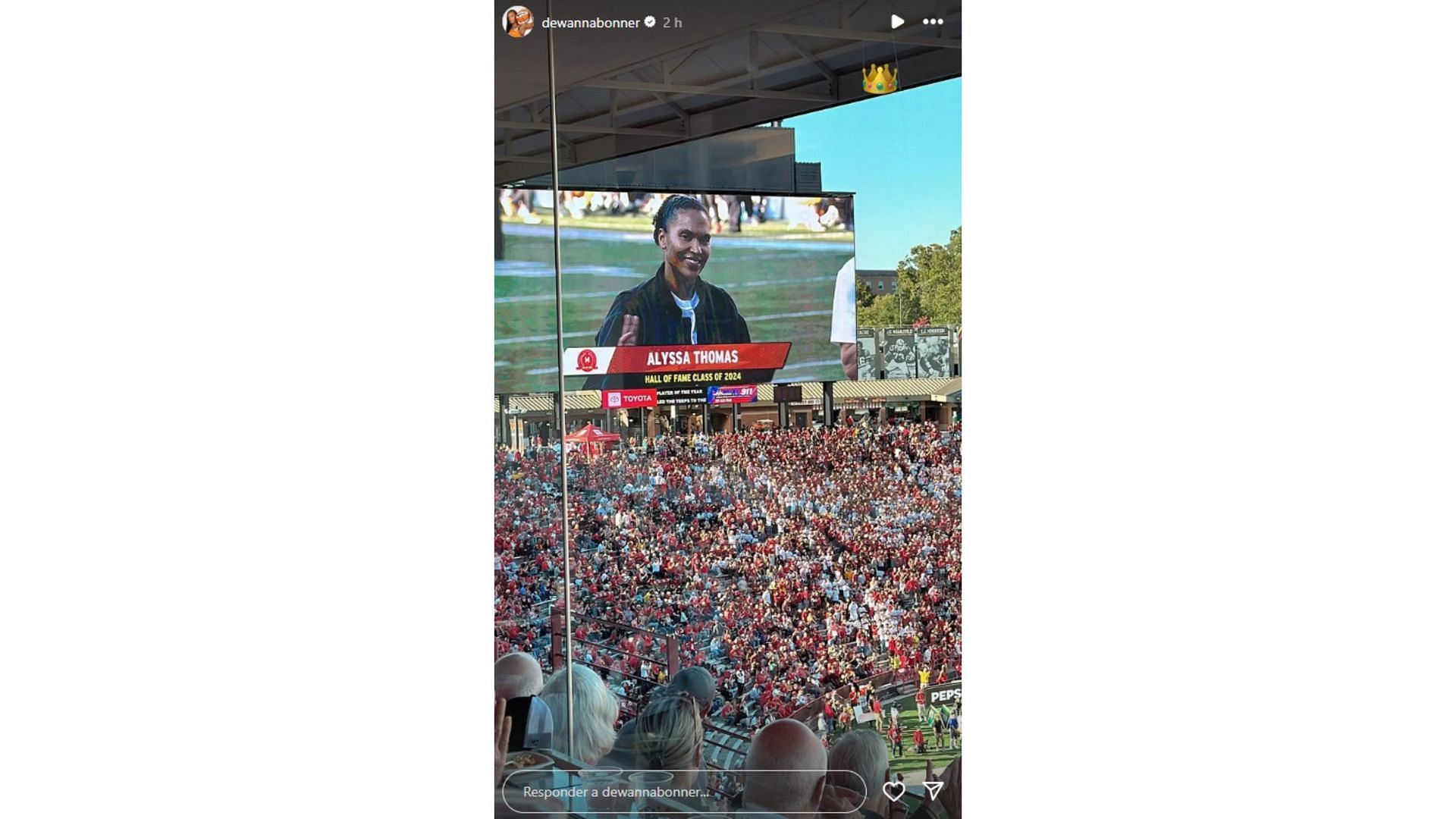 DeWanna Bonner shares an image in support of Alyssa Thomas being named to the Maryland Athletics Hall of Fame. Photo Credits: DeWanna Bonner&#039;s IG account