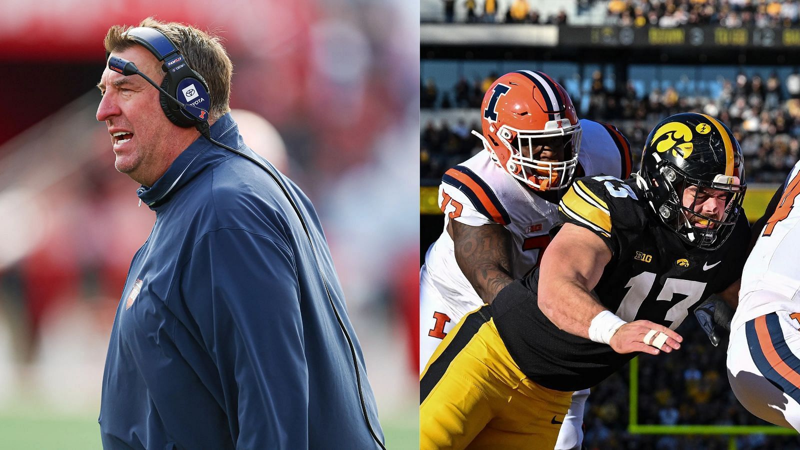 Illinois coach Bret Bielema has seen offensive lineman Zy Crisler enter the transfer portal. (Photo Credits: IMAGN)