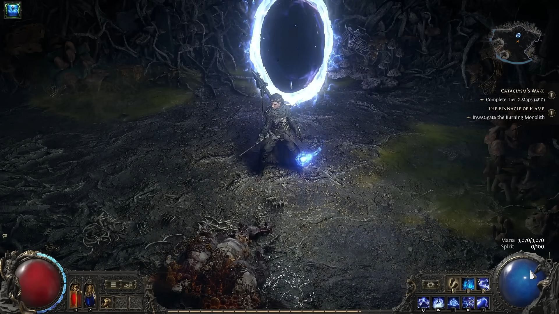 When the skill is active the blue orb will circle around you (Image via Grinding Gear Games)