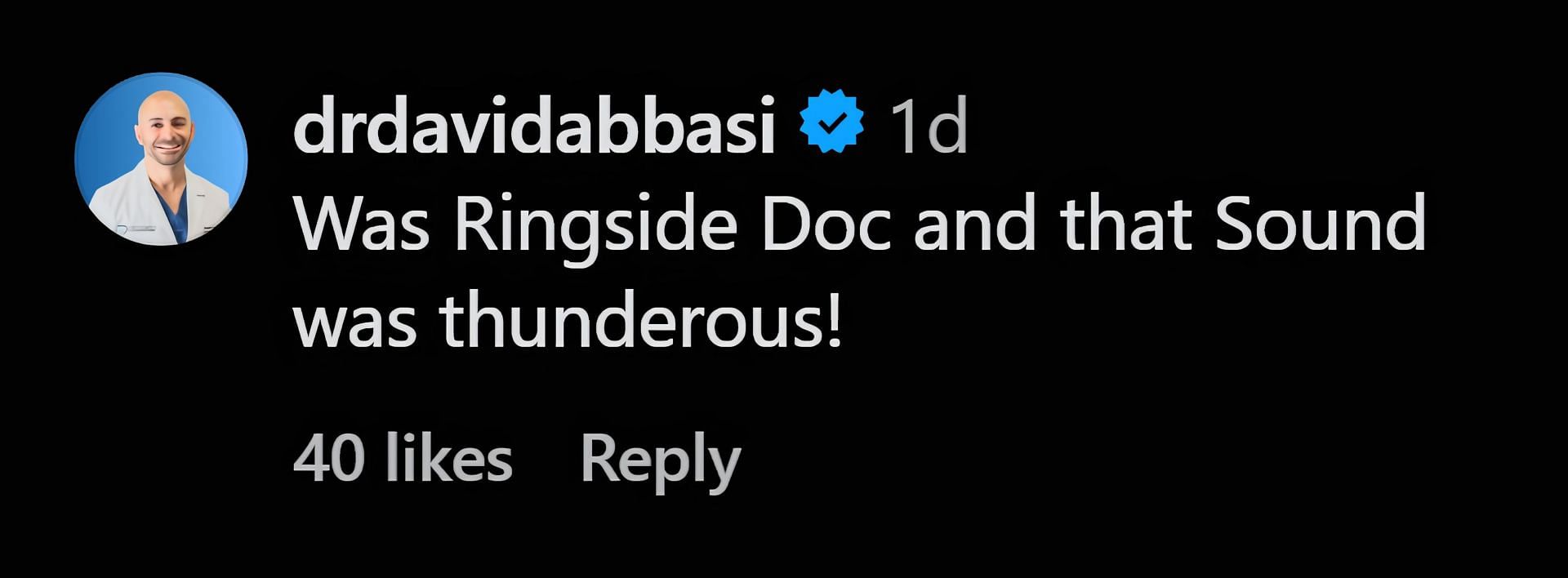 A screenshot of Dr. David Abbasi&#039;s comment