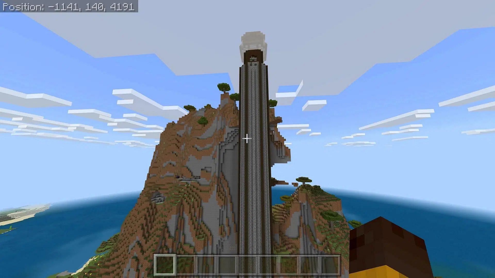 One of the tallest pillager outposts in Minecraft (Image via Reddit/pushupi123 || Mojang Studios)