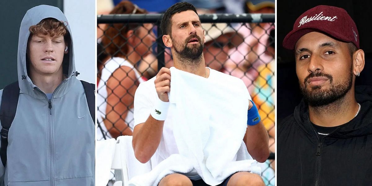 Jannik Sinner (L), Novak Djokovic (C), and Nick Kyrgios | Images: Getty