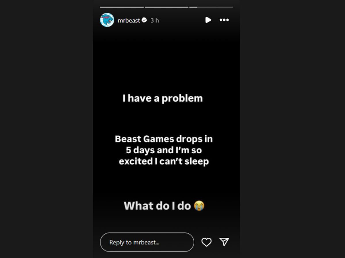 MrBeast expresses his excitement before the Beast Games (Image via Instagram/@MrBeast)