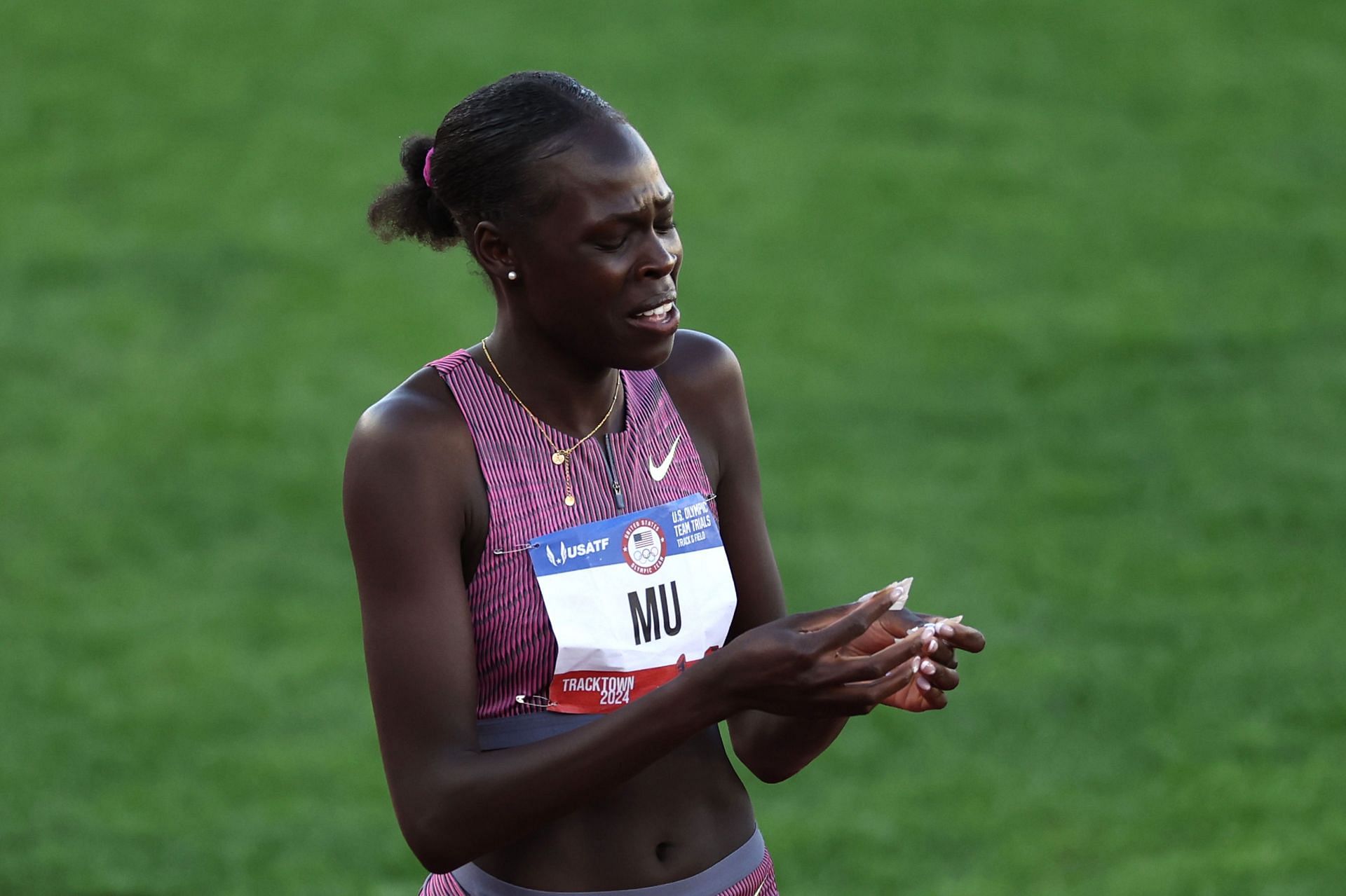 Athing Mu at the 2024 U.S. Olympic Team Track &amp; Field Trials in Eugene, Oregon. (Photo via Getty Images)