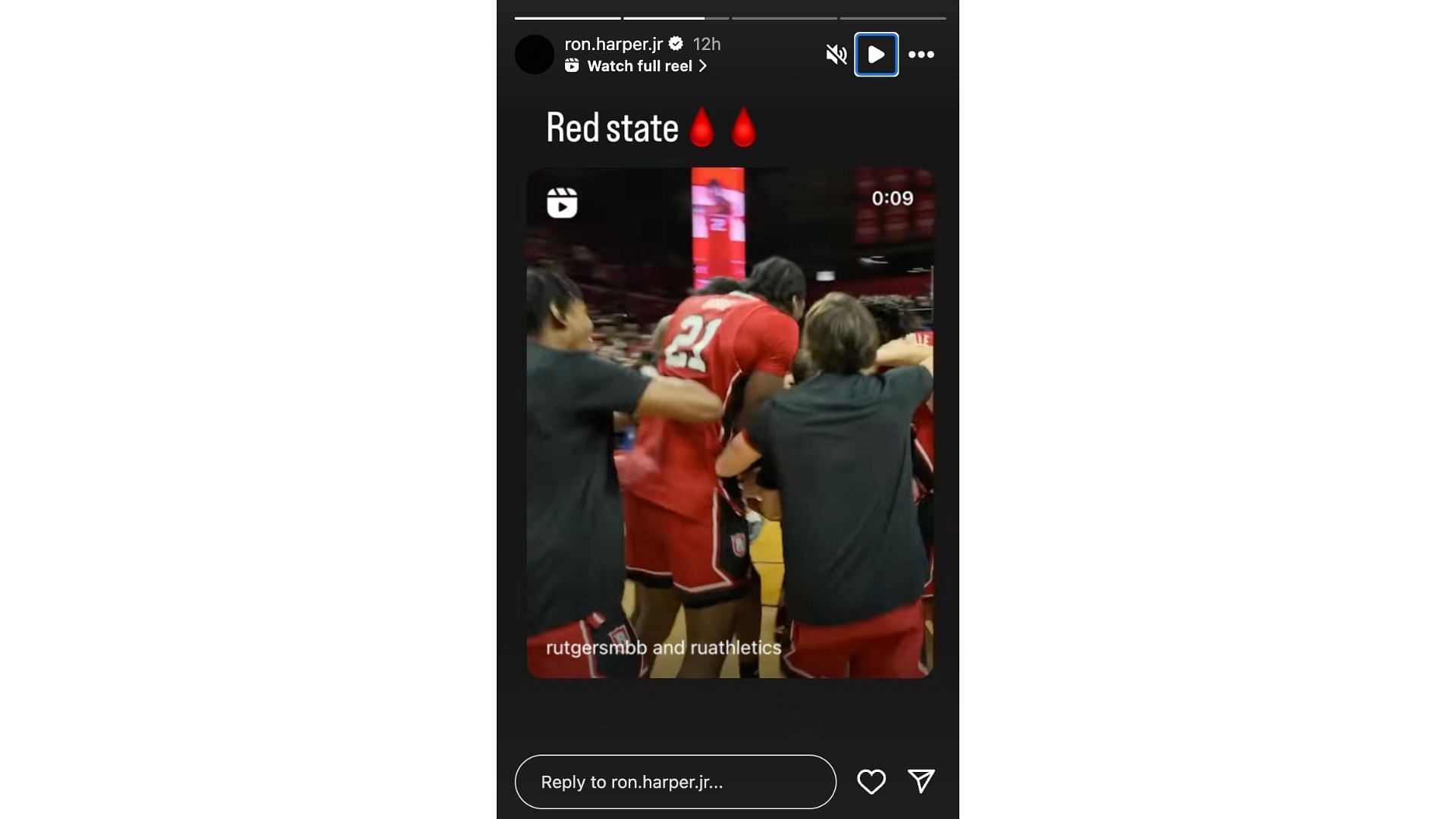 Ron Harper Jr. shares a clip of Dylan Harper&#039;s game-winning shot against Seton Hall. Photo Credits: Ron Harper Jr.&#039;s IG account