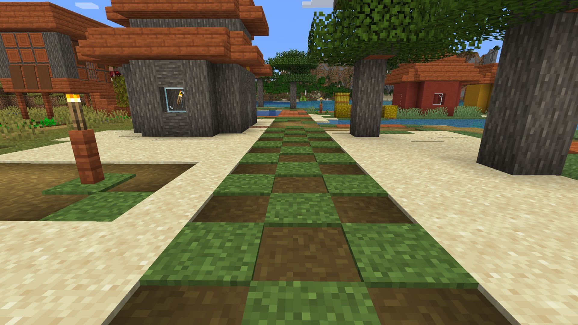 The simplicity of the build makes this one of the best Minecraft road designs (Image via Mojang Studios)