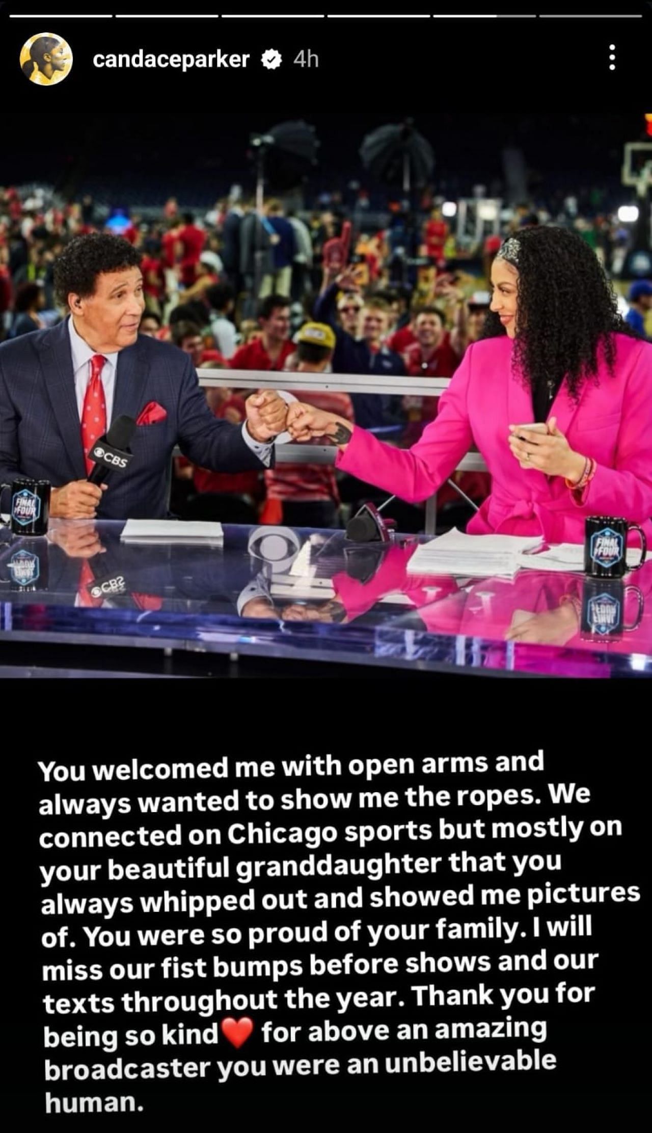 Candace Parker pays tribute to former colleague Greg Gumbel (Credits: IG/@candaceparker)