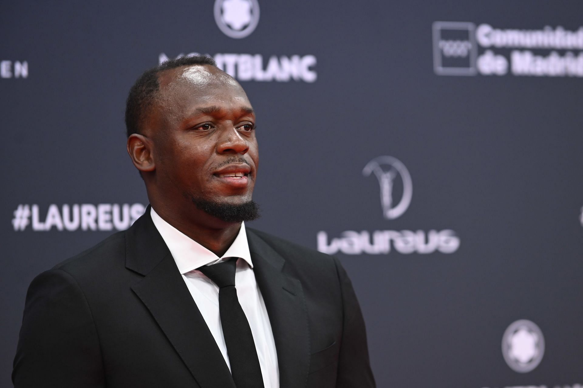 Bolt poses for the cameras at the red carpet at the 2024 Laureus World Sport Awards (Image Source: Getty)